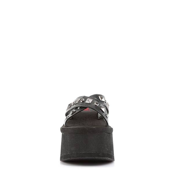 Demonia Women's Funn-29 Platform Sandals - Black Vegan Leather D8925-63US Clearance